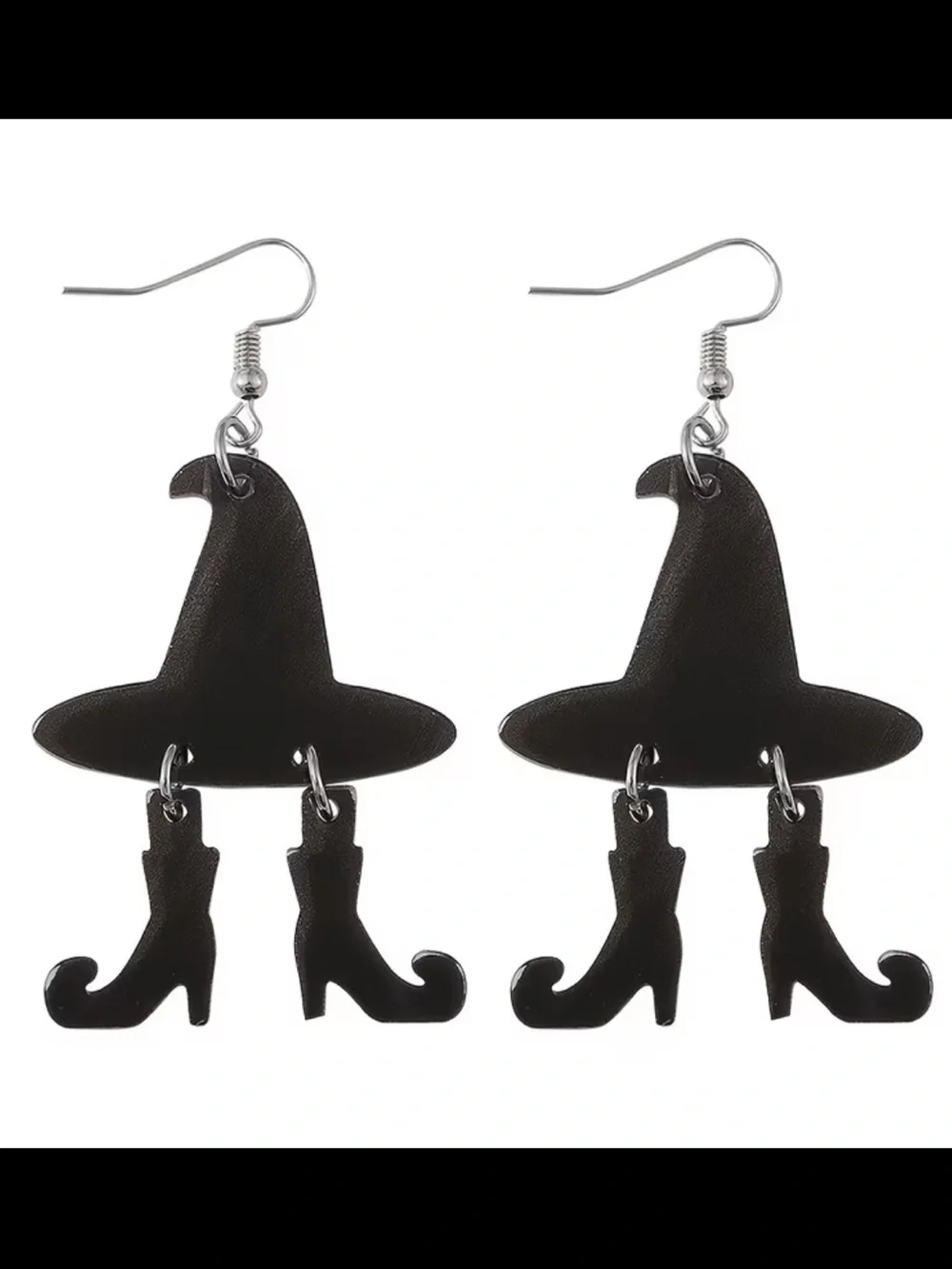 Black Witch Hat & Boots Dangle Earrings - Women Jewelry